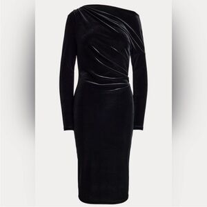 Ralph Lauren Black Velvet One-Shoulder Dress
